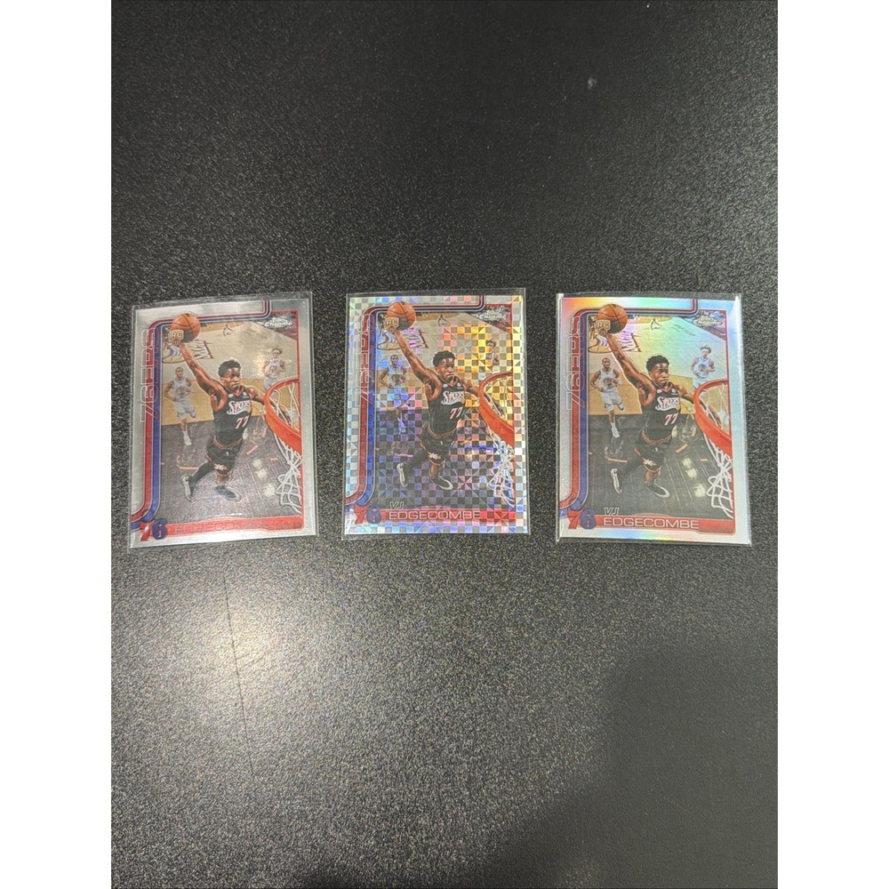 2025-26 Topps Chrome Update #153 VJ Edgecomb 3x RC Lot Refractor, Xfractor, Base